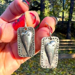Vintage Silver Heart Earrings